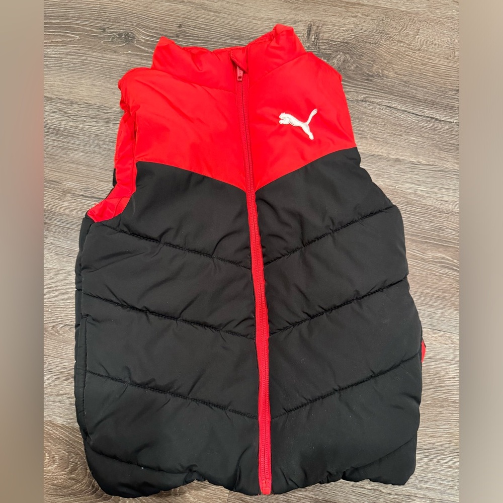 Puma red and black puffer vest, size 5/6